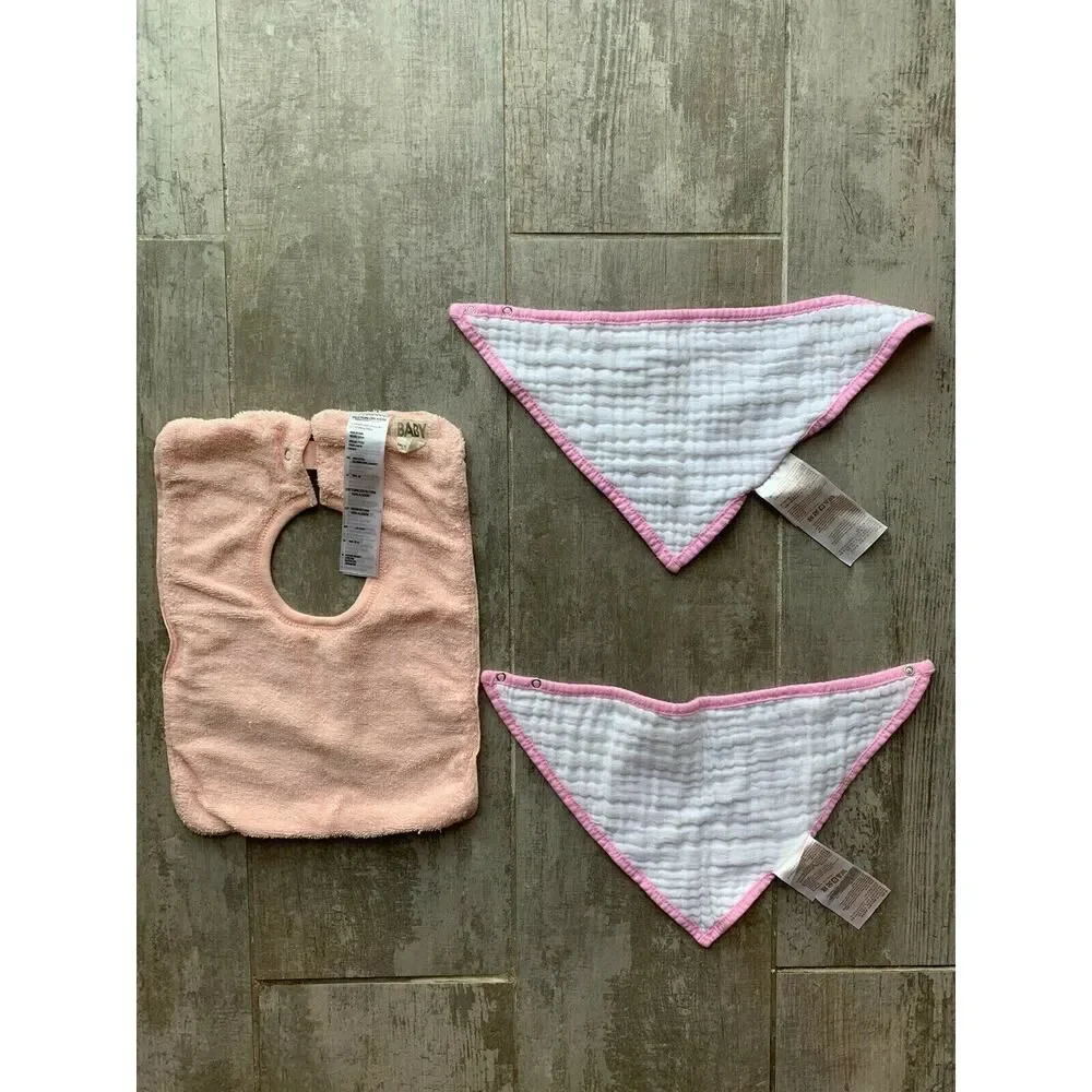ADEN & ANAIS Lot 3 Baby Muslin Cotton Bandana Bib COTTON ON Square Bib EUC